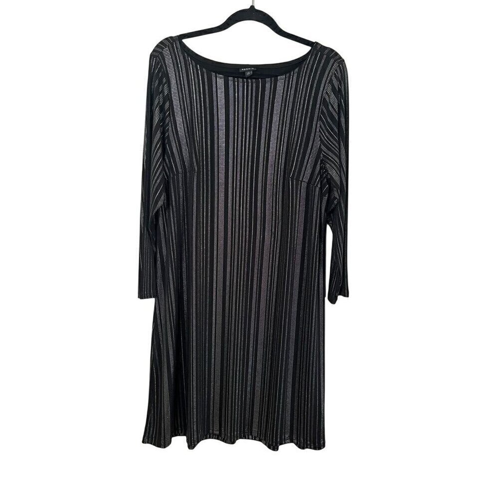 Torrid Striped Neutral Dress 14 Black Dots Preppy Minimalist Classic Parisian